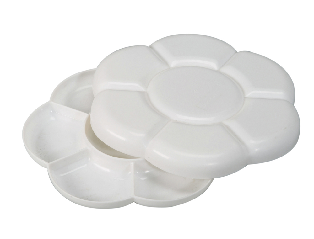 Palette o'color marguerite blanche simple plastique      forme fleur diam. 14cm 7      godets coloris blanc lot 2