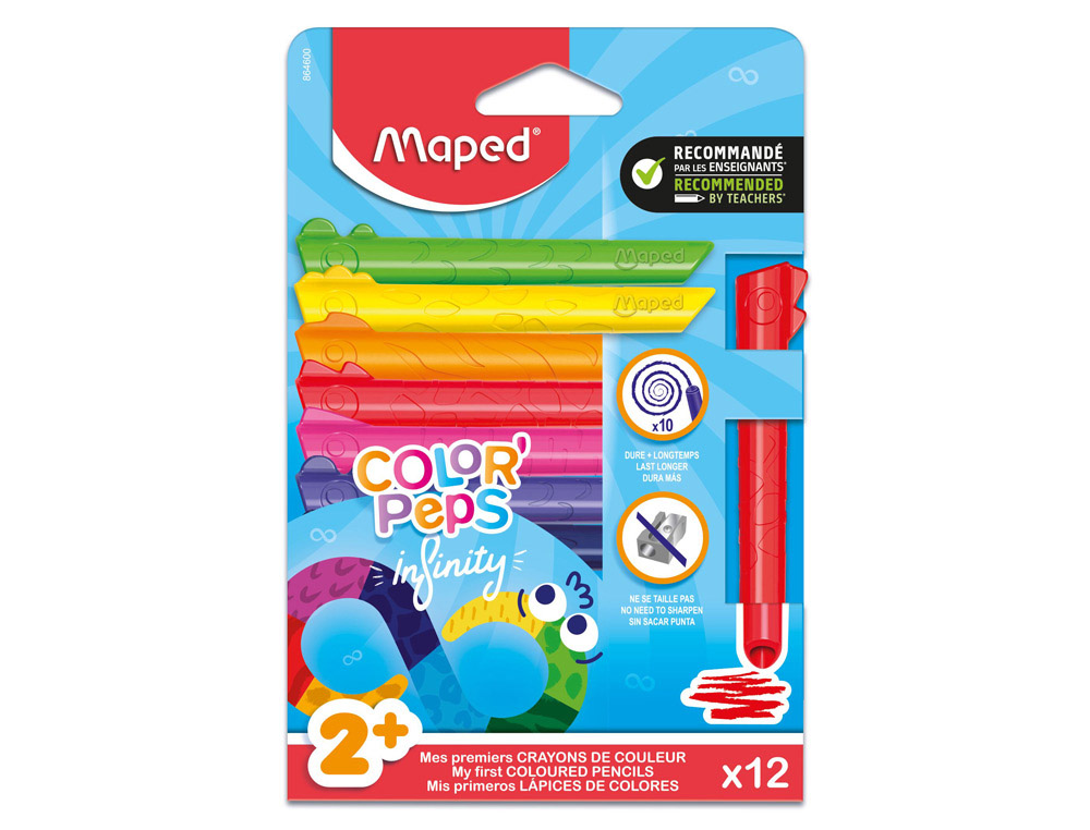 Crayon couleur maped color'peps infinity kidy      coloris assortis pochette     carton 12 unites