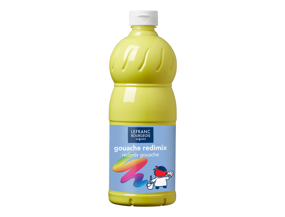 Gouache lefranc bourgeois liquide redimix couvrante     prete a l'emploi coloris      jaune citron bouteille 1l