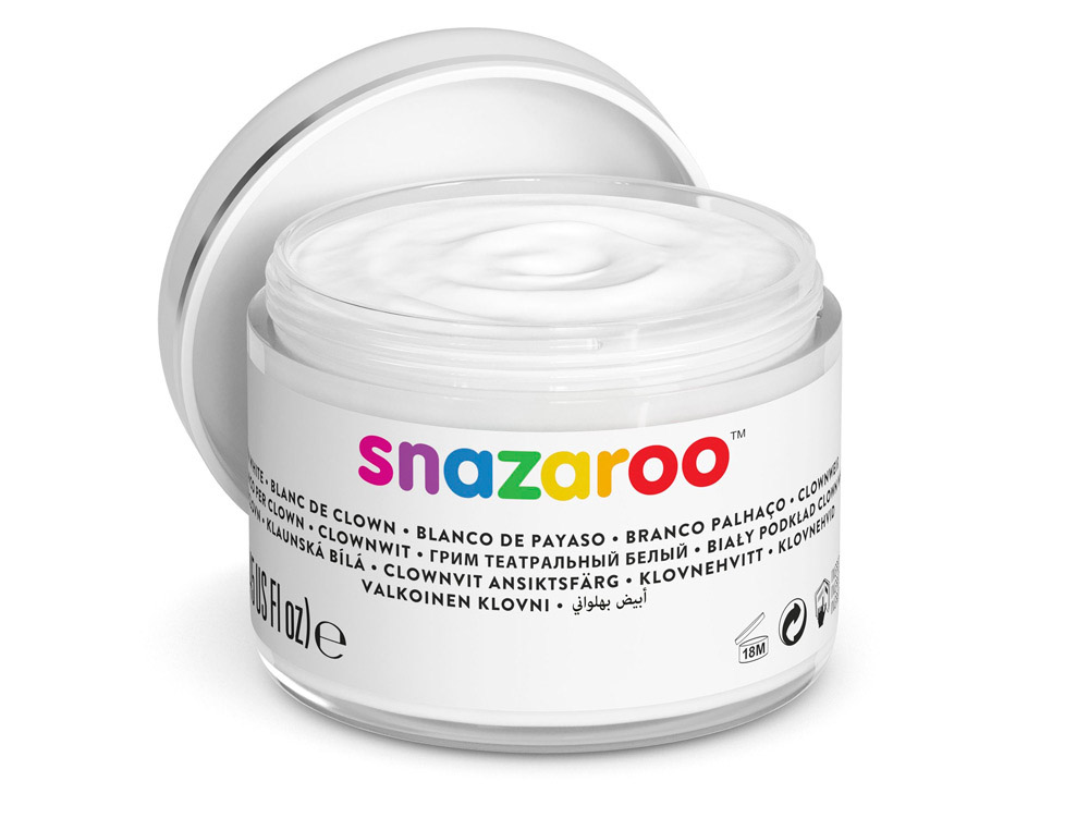 Maquillage snazaroo blanc clown utilisation sans eau    couverture maximale pot 250ml