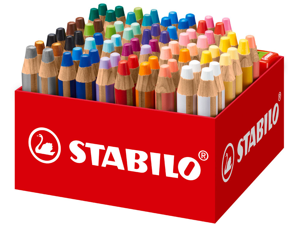 Crayon couleur stabilo woody multi-talent 3 en 1 maxi      schoolpack carton 76 unites + 4 taille-crayons