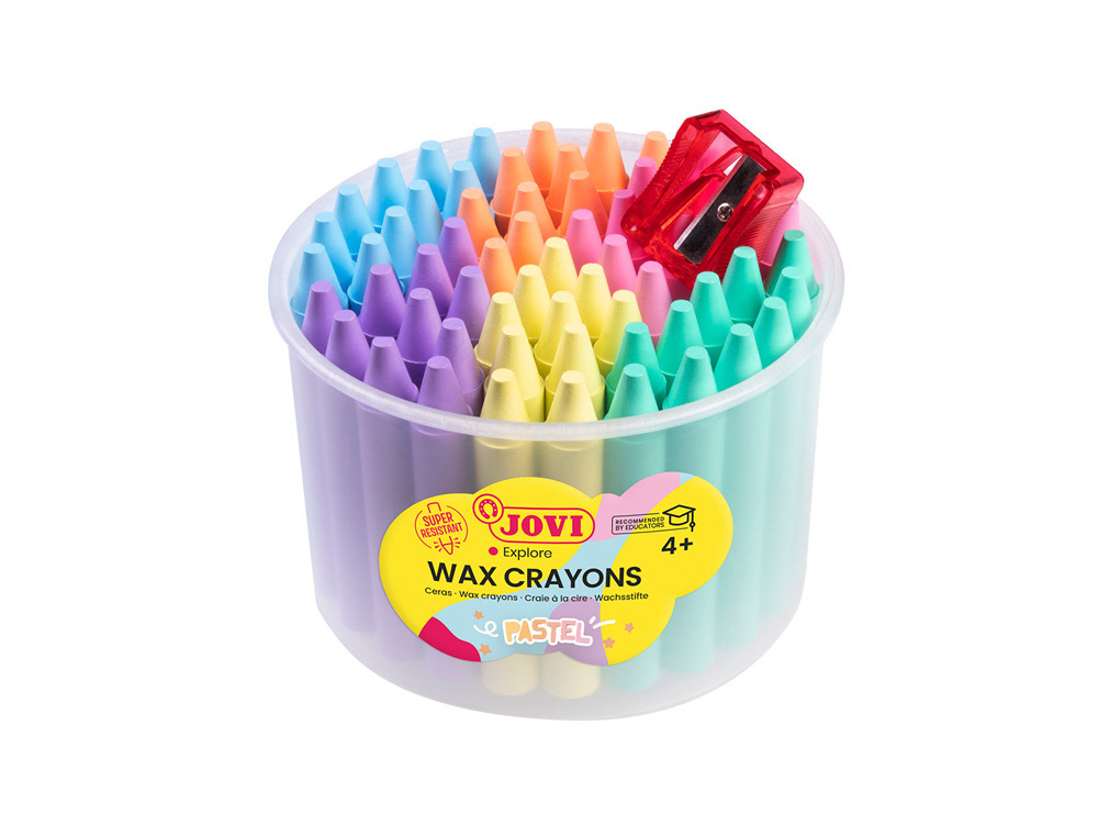 Crayon cire jovi jumbo coloris assortis              multicultural pot 60 unites + taille-crayon
