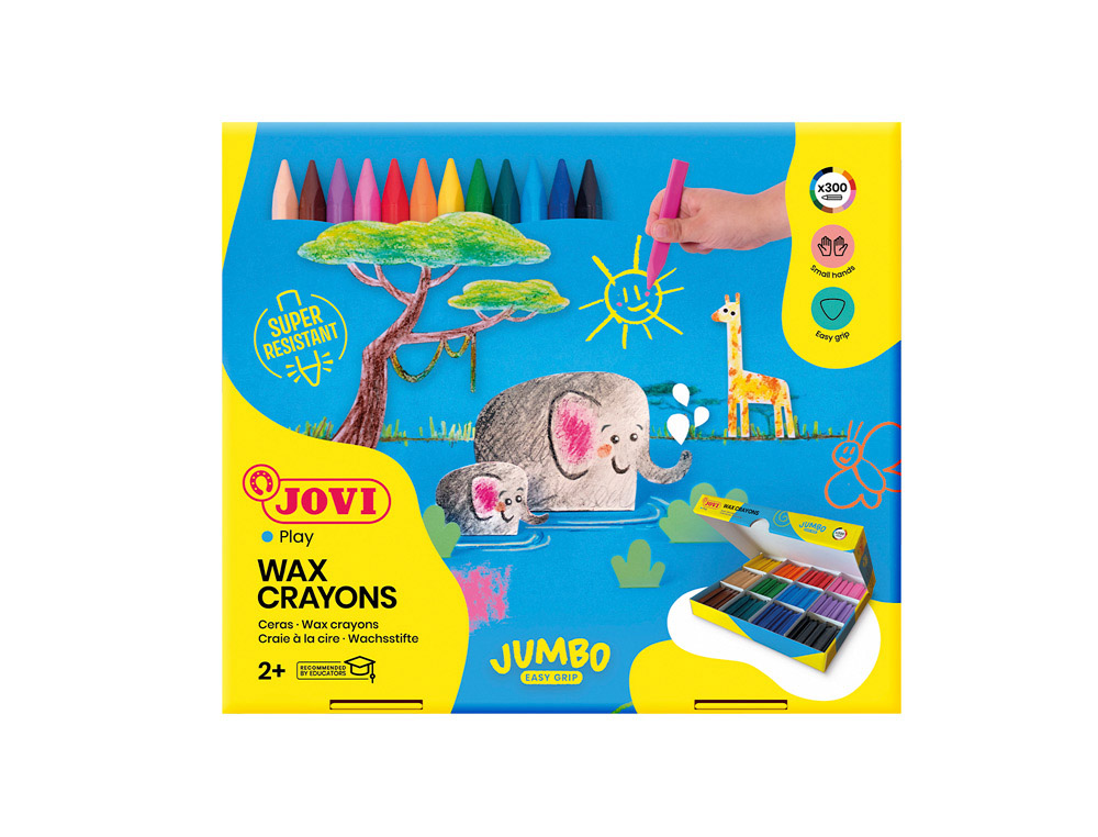 Crayon cire jovi jumbo easy grip coloris assortis boite   300 unites