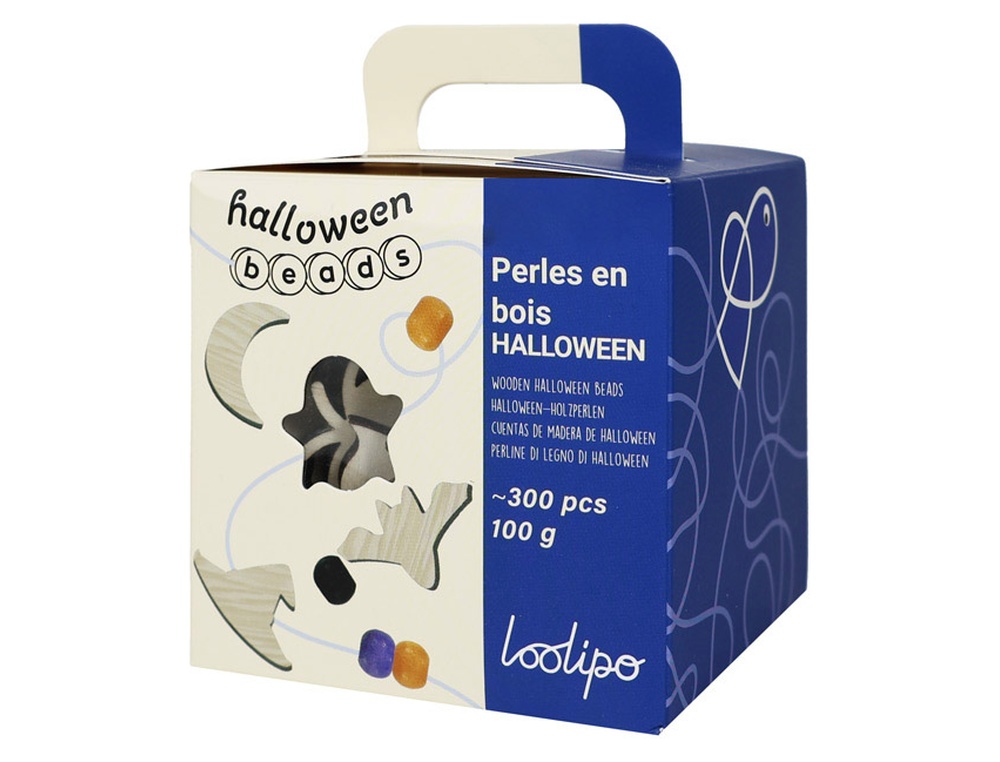 Perle sodertex halloween bois ronde diam. 8mm coloris       assortis boite 300 unites