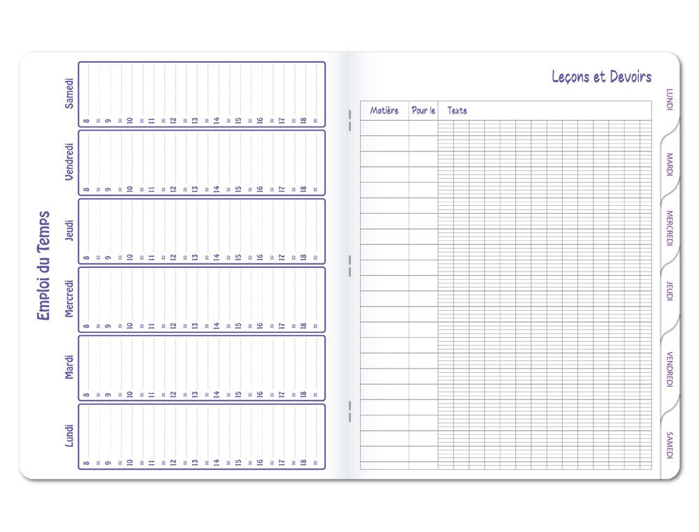 Cahier textes conquerant agrafe 17x22cm 124p seyes 90g pp incolore
