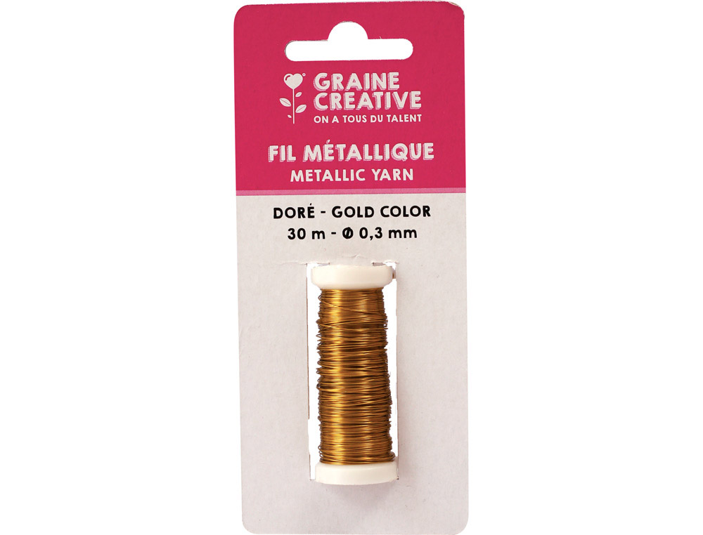 Fil metallique graine creative bobine 0,3x30m       coloris dore
