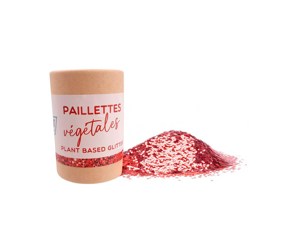 Paillettes oz international biodegradable vegetales tube  carton 35g coloris rouge