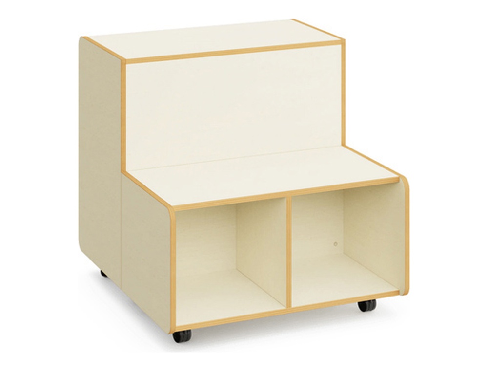 Gradin scolaire mirplay kido coins arrondis 6 espaces      rangements ouverts roulettes
