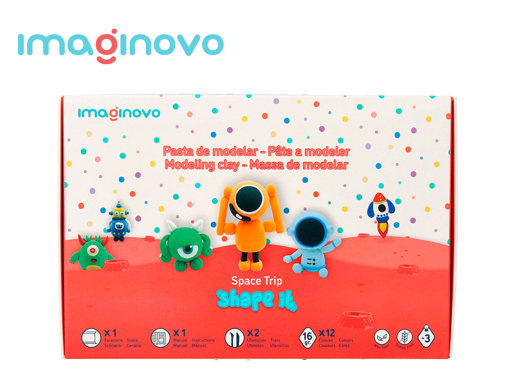 Pate a modeler imaginovo sechage a l'air set 12        couleurs shape it space trip  outils et instructions