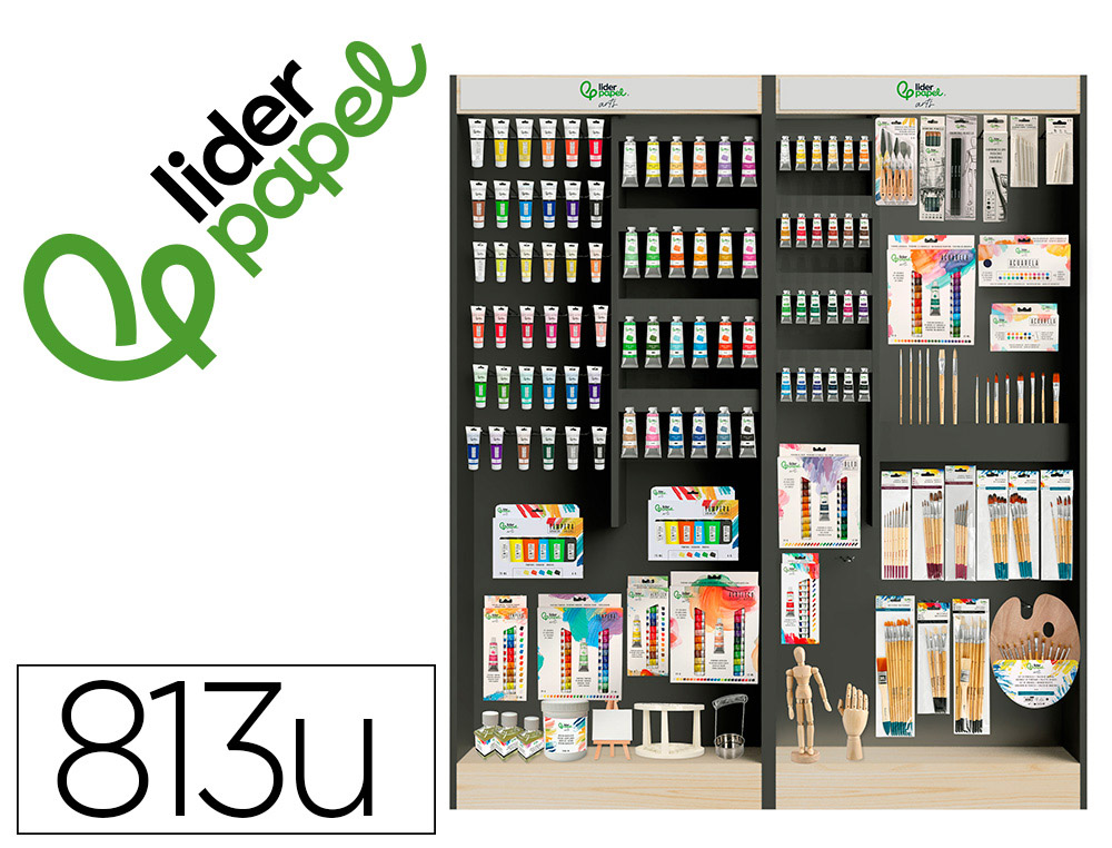 Presentoir liderpapel beaux arts de sol en bois avec 813  unites assorties              1716x300x1900 mm