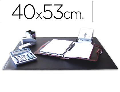 Sous-main q-connect simple pvc coins arrondis dessous mousse antidérapant bord soudé 40x53cm coloris noir