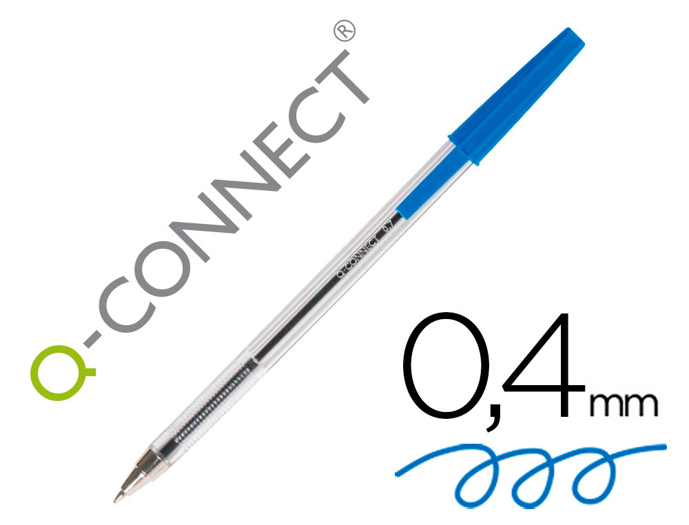 Stylo-bille q-connect écriture moyenne 0.7mm encre classique bille indéformable capuchon couleur encre bleu