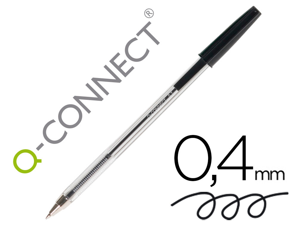 Stylo-bille q-connect écriture moyenne 0.7mm encre classique bille indéformable capuchon couleur encre noir