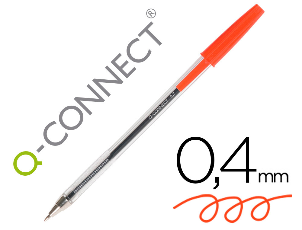 Stylo-bille q-connect écriture moyenne 0.7mm encre classique bille indéformable capuchon couleur encre rouge