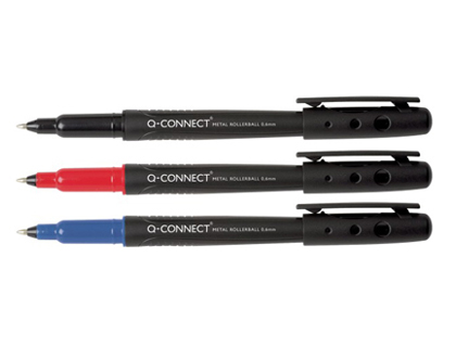 Roller q-connect écriture moyenne 0.6mm fluide douce pointe acier solidité durabilité encre base eau couleur bleu