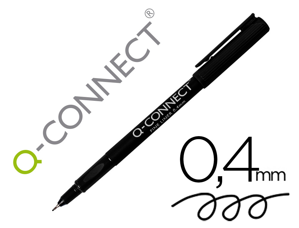 Stylo-feutre q-connect écriture fine 0.4mm pointe extra-fine corps couleur encre noir