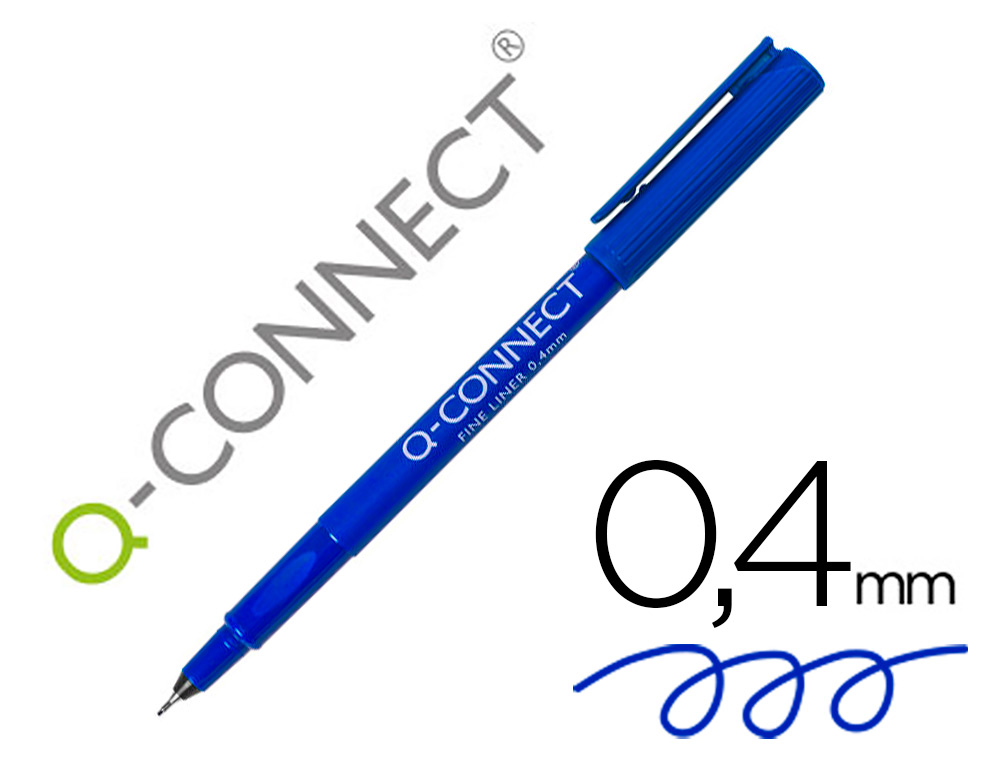 Stylo-feutre q-connect écriture fine 0.4mm pointe extra-fine corps couleur encre bleu