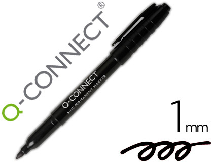 Marqueur q-connect cd-dvd pointe ronde écriture large 1mm encre indélébile séchage rapide base alcool couleur noir