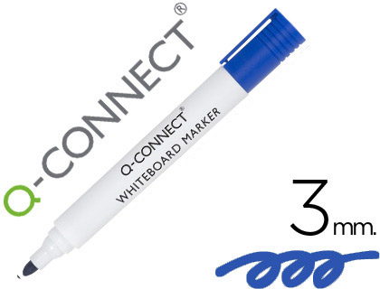 Marqueur q-connect tableau blanc pointe ogive tracé 2/3mm   corps plastique encre base    alcohol coloris bleu