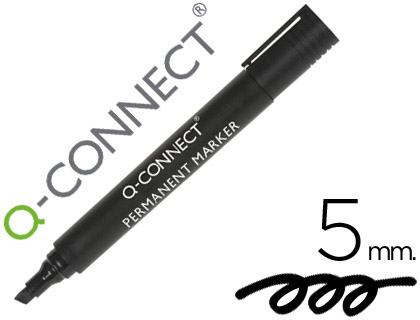 Marqueur q-connect permanent pointe biseautée tracé 5mm résistante corps plastique coloris noir