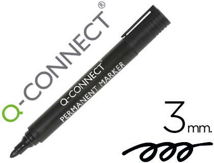 Marqueur q-connect permanent pointe ogive tracé 3mm résistante corps plastique coloris noir