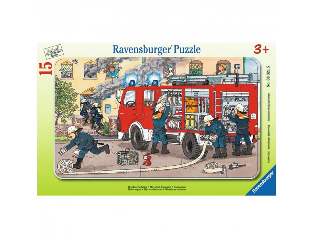 Puzzles carton 15 pieces ravensburger ma voiture de    pompier 1 puzzle de 15 pieces et 1 cadre