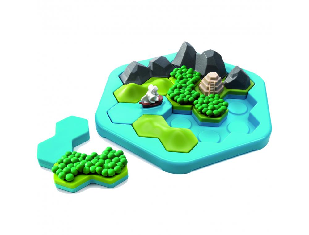 Logique reflexion smart la cite d or 80 defis 5 niveaux  de difficultes 1 plan de jeu  4 tuiles 1 piece fixe 1