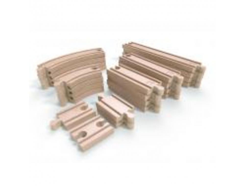 Ensemble de 24 rails en bois non toxique super extension   hape
