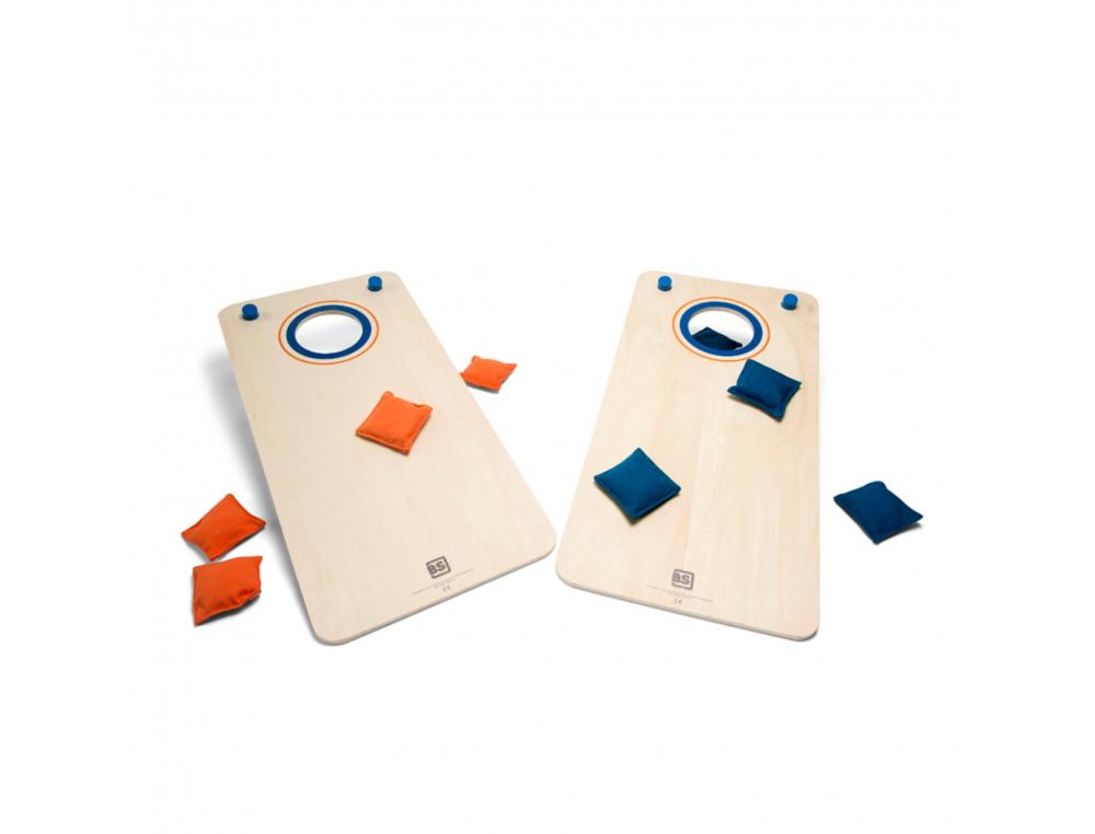 Jeux de kermesse bs toys planche a trou 21 points 2    planches bois et 8 sacs