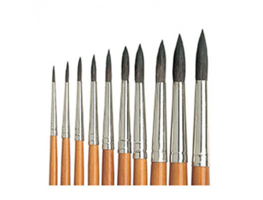 Pinceau o'color poils poney n 22 ideal gouache et aquarelle virole aluminium manche       boislaque lot 10 unites