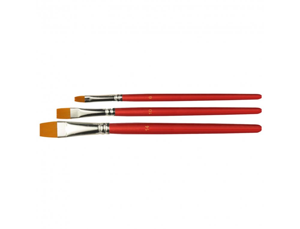 Lot pinceaux maier n 6 10 et 14 manches rouge 3 unites