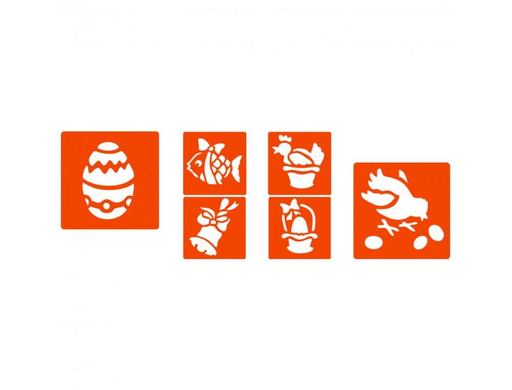 Pochoirs graine creative a dessiner paques plastiques    lavables 6 unites assortis