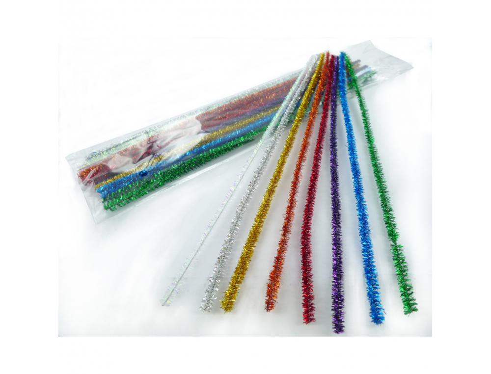 Chenille innspiro brins diametre  6mm longueur 30 cm  coloris scintillants irises   lot de 25 unites