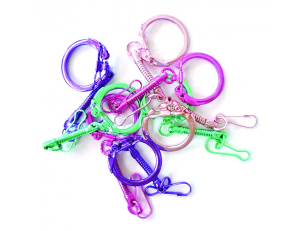 Lot attaches porte-cles et mousquetons graine creative   10 unites 4 coloris assortis