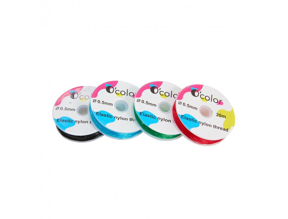Fil elastique ocolor 0.5mmx20m coloris assortis    lot de 4 bobines
