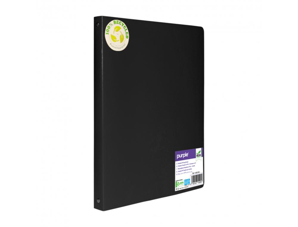 Classeur 4 anneaux polypro recycle office plast dos 20mm coloris noir