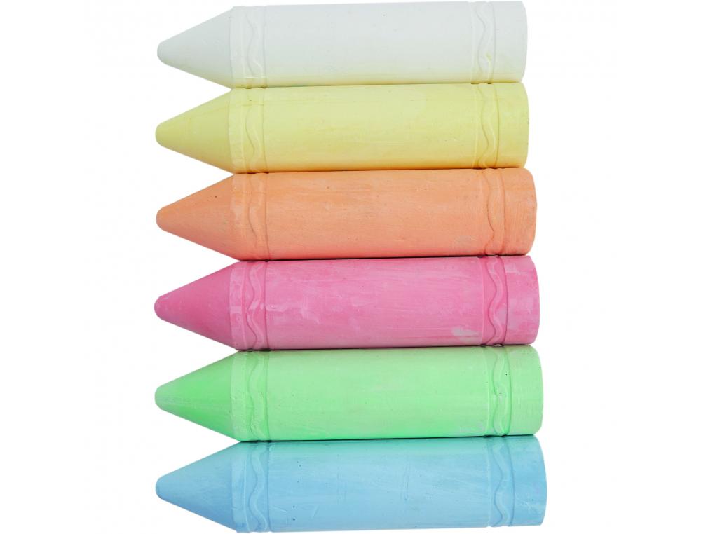Craie trottoir jumbo o color diametre 45 mm  long 19 cm    coloris assortis etui 6       unites
