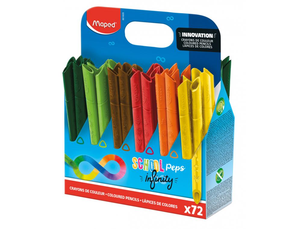Crayon couleur infinity maped corps triangulaire coloris    assortis pot 72 unites