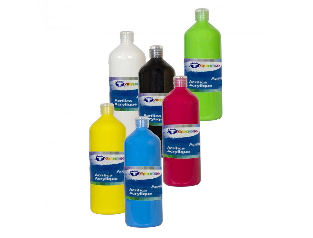 Peinture acrylique tcolors multisupports sechage rapide  500ml coloris blanc