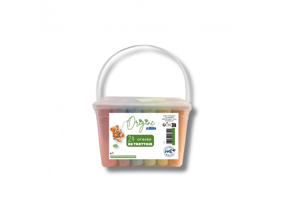 Seau craies de trottoir ulmann 24 unites coloris      assortis