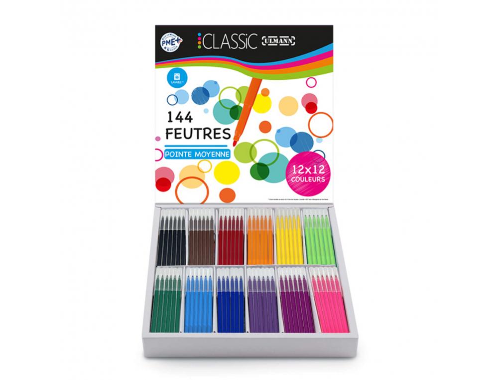 Classpack feutres de coloriage ulmann pointe       moyenne bloquee 144  unites   coloris assortis