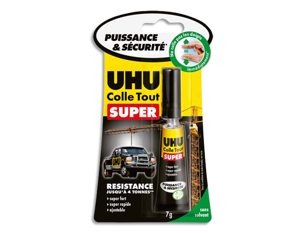 Colle rapide uhu strong&safe extra forte tous types supports collage invisible sans solvant inodore tube 7g