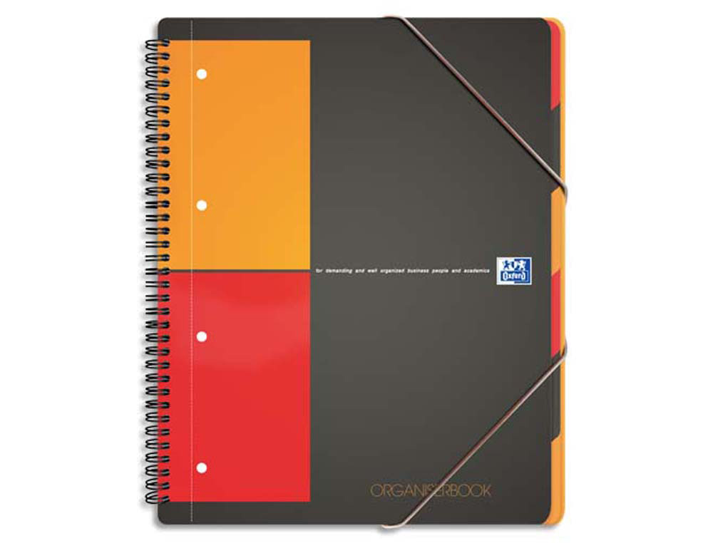 Cahier trieur oxford organiser book optik paper couverture polypropylène 160 pages 5x5mm 3 rabats fermeture élastique