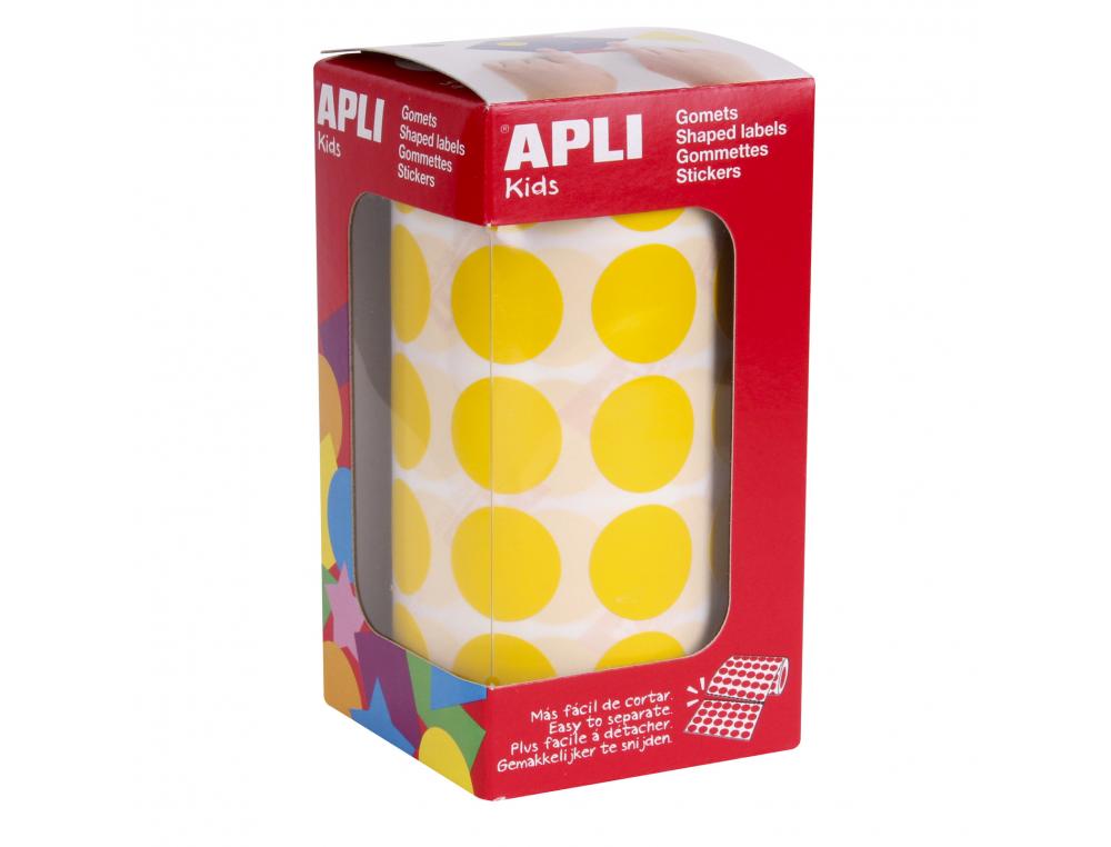 Gommette apli ronde 20mm coloris jaune rouleau 1770    unites