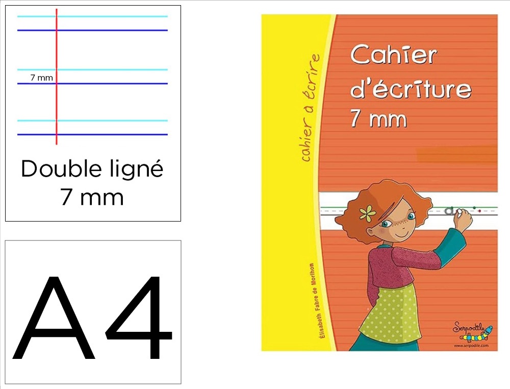 Cahier entrainement hamelin serpodile cahier d ecriture   cursive double ligne 7mm a4   44 pages avec stylo