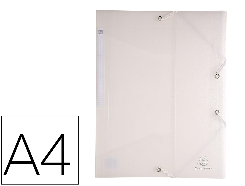 Chemise exacompta polypro 5/10e 3 rabats elastiques a4  coloris transparent