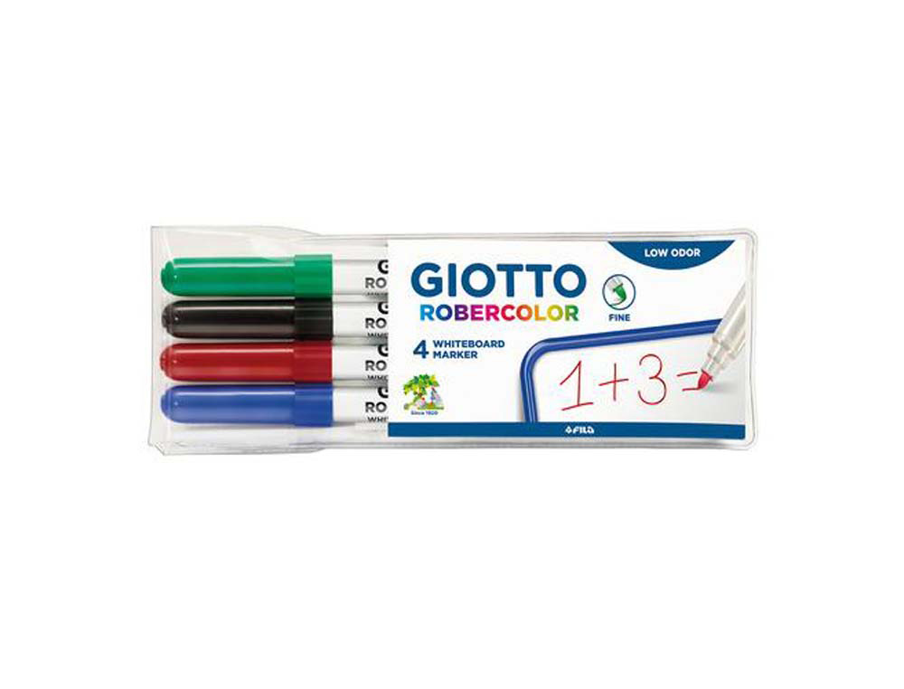 Pochette feutre robercolor pointe fine giotto pour       tableau blanc odeur neutre    ecriture 1mm 4 unites coloris