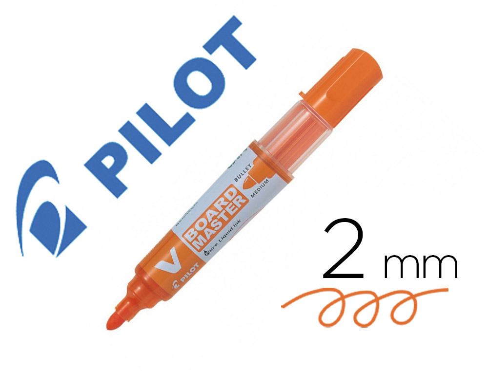 Marqueur pilot v-board master recycle effacable a sec et    rechargeable pointe ogive     moyenne 2 mm coloris orange