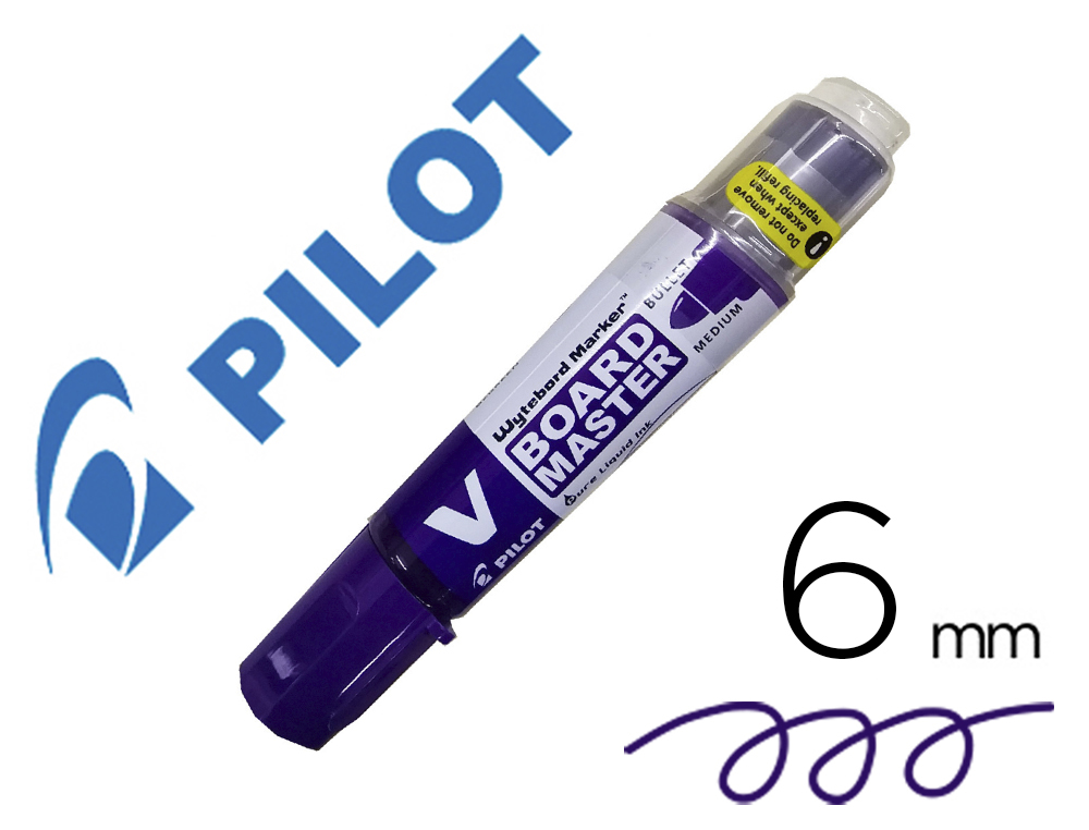 Marqueur pilot v-board master recycle effacable a sec et    rechargeable pointe ogive     large 6 mm coloris violet