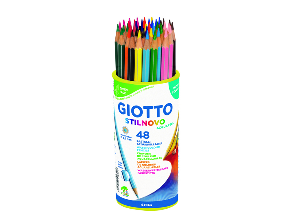 Pot crayons de couleur stilnovo aquarellable giotto  forme hexagonale bois de      cedre 18 cm mine 3mm 48